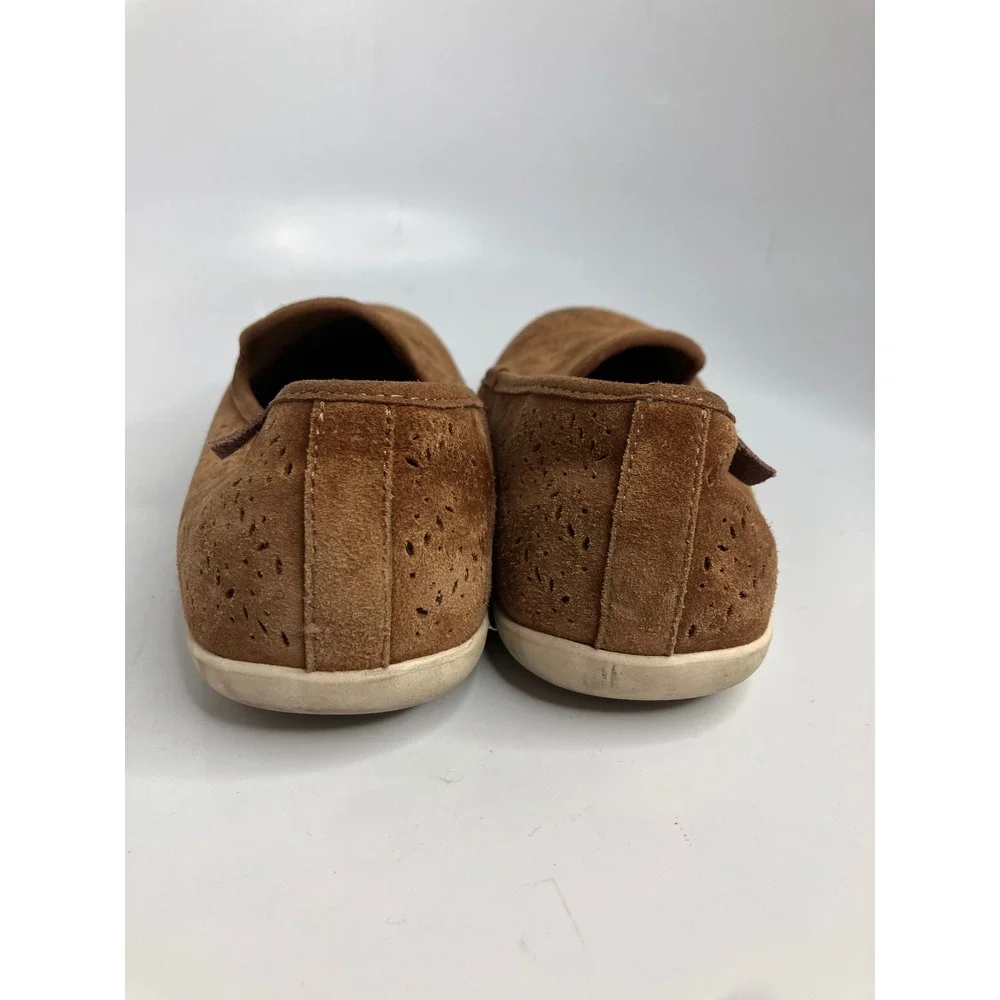Spenco Siesta Loafers Womens 7.5 Brown Good Suede Laser Cut Perforated Slip On